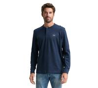 TOM TAILOR Herren 1048587 Henley Langarmshirt aus Baumwolle, 39218-Real Teal Grindle Structure, M