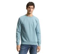 Sweatshirt TOM TAILOR, Herren, Gr. S, blau (tourmaline), Sweatware, Obermaterial: 70% Baumwolle, 30% Polyester, unifarben, regular fit normal, Rundhals, Rippbündchen, Sweatshirts Sweatshirt, mit Logo