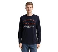 TOM TAILOR Herren 1048629 Langarmshirt mit Logo-Print, 10668-Sky Captain Blue, M