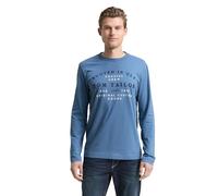 TOM TAILOR Herren 1048629 Langarmshirt mit Logo-Print, 10980-Faded Uniform Blue, XXL