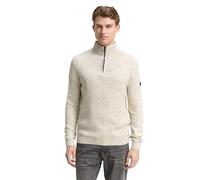 TOM TAILOR Herren 1048713 Troyer Strickpullover mit Strukturmix, 36943-Offwhite Melange Multi Neps, 3XL