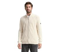 TOM TAILOR Herren 1048738 Strickjacke mit Zopfmuster, 10348-Gardenia White, S
