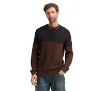TOM TAILOR Herren 1048745 Strickpullover Mit Rundhalsausschnitt, 39210 - Navy Brown Plated Mouline, M EU