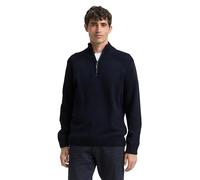 TOM TAILOR Herren 1048768 Troyer Strickpullover Mit RIPP-Details, 13160 - Knitted Navy Melange, XXL EU