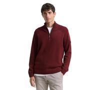 Tom Tailor Troyer Strickpullover Herren mit Ripp-Details bordeaux melange Größe L