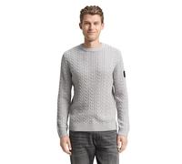 TOM TAILOR Herren 1049475 Strickpullover Mit Zopfmuster, 39407 - Grey Offwhite Plated, L EU