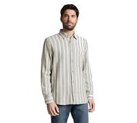 Tom Tailor Langarmhemd Herren Regular Fit gestreift 100% Baumwolle Gr. L gree weiß big stripe