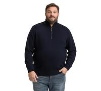 Tom Tailor - Plus Size - Troyer Strickpullover mit Ripp-Details knitted navy melange - Gr. - 5XL