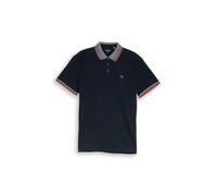 Poloshirt TOM TAILOR, Damen, Gr. M, sky captain blau, Single Jersey, Obermaterial: 95% Baumwolle, 5% Elasthan, kontrastfarbene Details, unifarben, regular fit normal, ohne Ausschnitt, kontrastfarben,