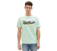 TOM TAILOR Herren Basic Crew-Neck T-Shirt mit Foto-Print, 23383 - Paradise Mint, XL