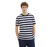 TOM TAILOR Herren Basic Crew-neck T-Shirt mit Streifen, 35178 - Navy Bold Stripe, L
