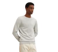 TOM TAILOR Herren Basic Crewneck Strickpullover 1032016, 15978 - White Grey Tonal Mouline, XXL