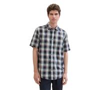 TOM TAILOR Herren Basic kurzarm-Hemd mit Karomuster, navy herringbone check, XL
