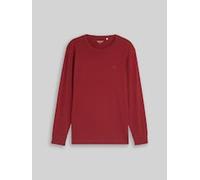 TOM TAILOR Herren Basic Langarmshirt aus Baumwolle, rot, Uni, Gr. M