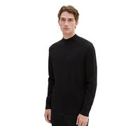 TOM TAILOR Herren 1038233 Basic Mockneck Strick-Pullover aus Baumwolle, 29999-Black, L