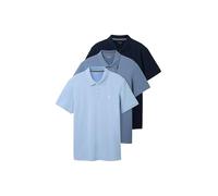 TOM TAILOR Herren Basic Piqué Poloshirt 3er Pack (DE/NL/SE/PL, Alphanumerisch, L, Regular, Regular, Calm Cloude Blue/Stonigton Blue/Sky Captain)
