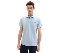TOM TAILOR Herren Basic Piqué Poloshirt mit Logo-Print , Foggy Blue, M