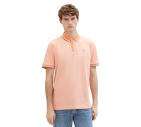 TOM TAILOR Herren Basic Piqué Poloshirt, white orange twotone, XL