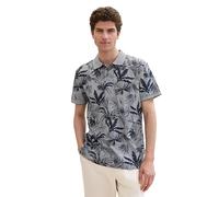 TOM TAILOR Herren Basic Poloshirt mit Allover-Print, navy striped flower design, L