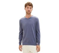 TOM TAILOR Herren Basic Pullover 202212 Strickpullover V-Ausschnitt, 18964 - Vintage Indigo Blue Melange, M