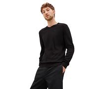 TOM TAILOR Herren Basic Pullover 202212 Strickpullover V-Ausschnitt, 29999 - Black, XL