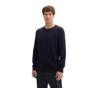 Tom Tailor Herren Basic Pullover mit Rundhalsausschnitt,13160 - Knitted Navy Melange, XL