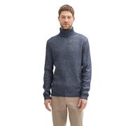 TOM TAILOR Herren Basic Rollkragenpullover in melierter Optik,34175 - Sky Captain Blue White core, XXXL