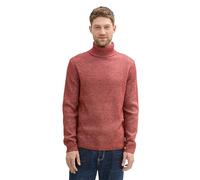 TOM TAILOR Herren Basic Rollkragenpullover in melierter Optik,36327 - Dark Burgundy red White core, XXL