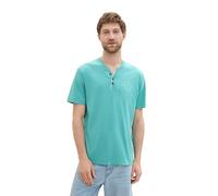 TOM TAILOR Herren Basic Serafino T-Shirt, Meadow Teal, M