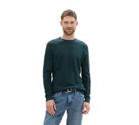 Tom Tailor Herren Basic Strick-Pullover aus Baumwolle,36296 - Dark Tree Green Melange, XXXL