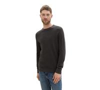 TOM TAILOR Herren Basic Strickpullover aus Baumwolle, 10617 - Black Grey Melange, XXL