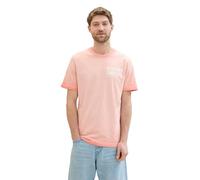 TOM TAILOR Herren Basic T-Shirt im dyed Look, Hazy Coral Rose, L
