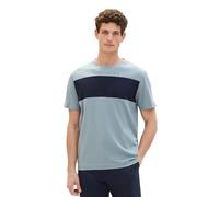 TOM TAILOR Herren Basic T-Shirt mit Logo-Print, 27475 - Grey Mint, S