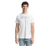 TOM TAILOR Herren Basic T-Shirt mit Print aus Baumwolle, White, XXL