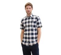 TOM TAILOR Herren Basic Tailliertes Hemd mit Karomuster, navy multicol structure check, L