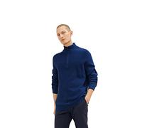 TOM TAILOR Herren Basic Troyer, Modern, 11284 - Night Sky Blue Melange, M