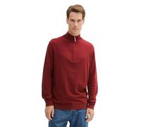 TOM TAILOR Herren Basic Troyer-Pullover mit Kaschmir,35676 - Burgundy Dark red Melange, XXXL