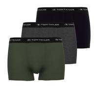 TOM TAILOR Herren Boxershorts, 3er Pack - Hip Pants, Buffer G4, Boxer Brief, Uni Schwarz/Grau/Grün 2XL