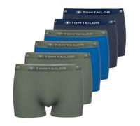 TOM TAILOR Herren Boxershorts, 6er Pack - Hip Pants, Baumwolle, Logo,einfarbig Dunkelblau/Blau/Khaki 2XL