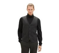 TOM TAILOR Herren Casual Weste mit seitlichen Abnähern, Black Grey Melange, 46