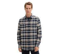 TOM TAILOR Herren Comfort Fit Hemd im Karomuster, 36637 - Navy Offwhite Brown Check, XL
