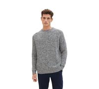 TOM TAILOR Herren Comfort Fit Strickpullover, navy mint white mouline, L
