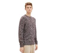 TOM TAILOR Herren Crewneck Strickpullover aus Baumwolle, tawny port red mouline, XXXL