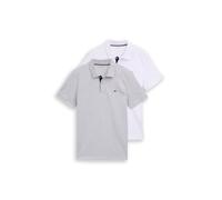 Poloshirt TOM TAILOR, Herren, Gr. S, grau (light stone grau), Jersey, Obermaterial: 95% Baumwolle, 5% Viskose, regular fit taillenbedeckt, ohne Ausschnitt, Shirts, im Doppelpack (86869163-S) light sto