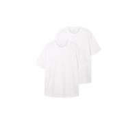 TOM TAILOR Herren 1039970 Doppelpack T-Shirt mit Rundhals-Ausschnitt aus Baumwolle, 20000-White, 5XL (2er Pack)
