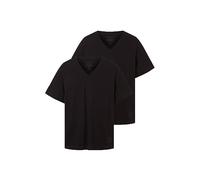 TOM TAILOR - Basic T-Shirt im Doppelpack mit V-Ausschnitt Black M