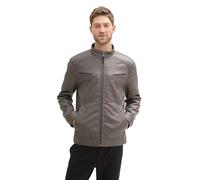 TOM TAILOR Herren Fake-Lederjacke im Biker-Style,11381 - Beluga Grey, L
