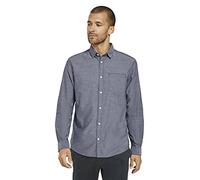 TOM TAILOR Herren Fein strukturiertes Hemd aus Bio-Baumwolle 1021066, 24493 - Navy Chambray With White Dobby, XXL