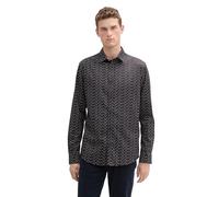 TOM TAILOR Herren Fitted Hemd mit Stretch, 36645 - Stormy Blue Stroke Design, L