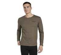TOM TAILOR Herren Gemustertes Langarmshirt 1023213, 10384 - Faded Leather Brown, XL